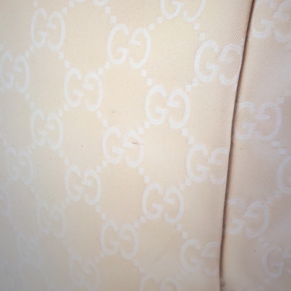 #0212 Gucci GG Beige Canvas & Baby Blue Leather Tote - Picture 10 of 11